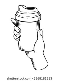 eco coffee cup drawn in hand illustration isolated Arkistovektorikuva
