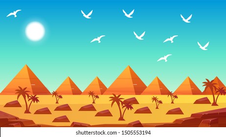 Egypt landscape background with piramids Vector Immagine vettoriale stock