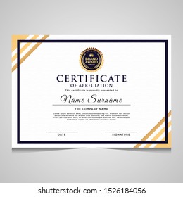 elegant blue and gold diploma certificate template. Use for print, certificate, diploma, graduation Stockvektor