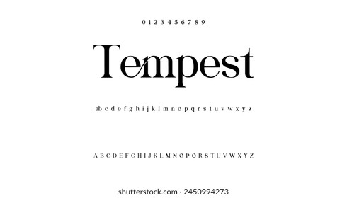 Elegant Font Uppercase Lowercase and Number. Classic Lettering Minimal Fashion Designs. Typography modern serif fonts regular decorative vintage concept. vector illustration स्टॉक वेक्टर
