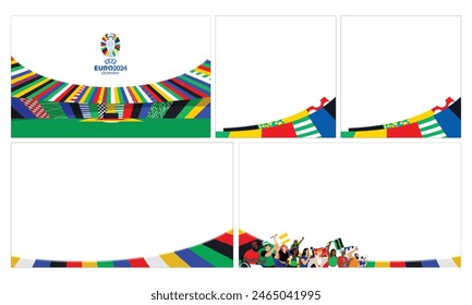 Euro Football 2024 social media backgrounds set. Vector illustration Football europe 2024 in Germany square and horizontal pattern background or banner, card, website.: stockvector