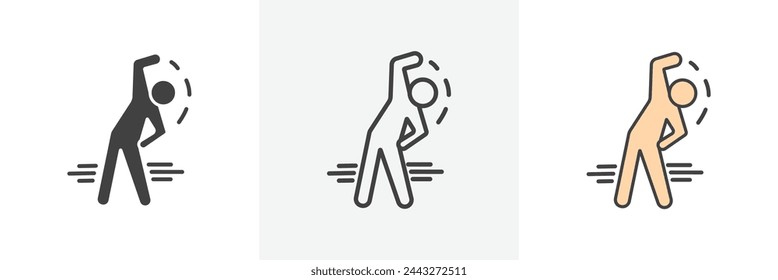 Exercise Routine and Fitness Icons. Workout Activity and Physical Health Symbols. Imagem Vetorial Stock