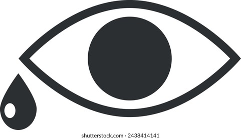 Eye with tear drop black icon. Crying logo Imagem Vetorial Stock