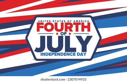 Fourth of July. Independence Day in United States of America. Happy national americans holiday, celebrated annual in July 4. American flag. Country freedom day. Patriotic event design. Vector poster Stock-vektor