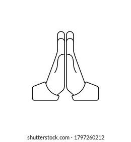 Folded hands icon, prayer, hands in prayer. Vector illustration isolated on white background. Stock Vector