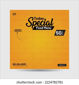 Food social media post and promotion banner design template 库存矢量图
