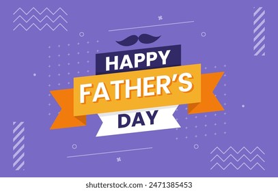 fathers day banner design template with purple background and geometric elements: stockvector