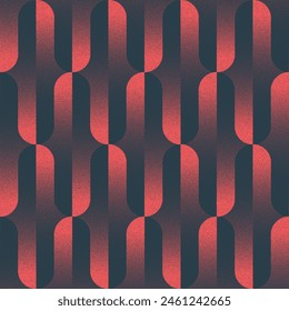 Modische ausgefallene nahtlose Muster Trend Vektorgrafik Rot Schwarz Abstrakter Hintergrund. Altmodische Halbtonkunst-Illustration für Textildruck. Exzentrischer Bildschirmhintergrund für grafische Abstraktion mit endlosem Dotwork – Stockvektorgrafik