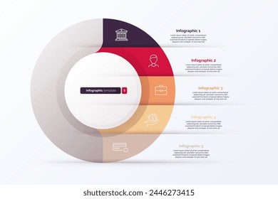 Five option cycle infographic chart. Vector illustration., vector de stoc