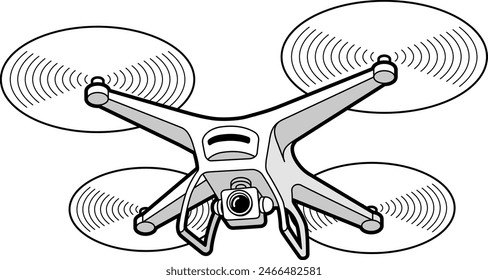 The flying drone isolated on white background: stockvector