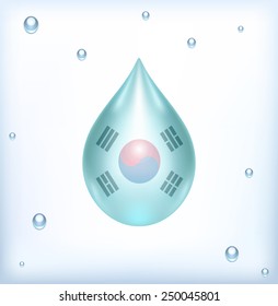 Flag of South Korea  water drop Immagine vettoriale stock