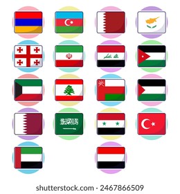 Flat cartoon vector of West Asian countries flag icon mascot collection Immagine vettoriale stock