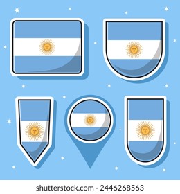 안에 많은 도형 아르헨티나 국기의 평면 만화 벡터 일러스트 스톡 벡터