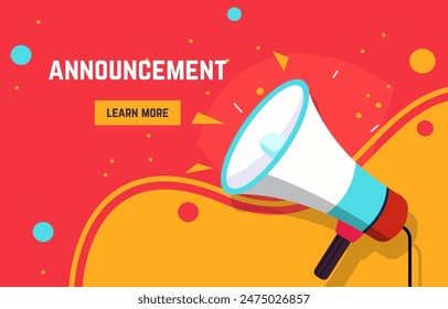 Flat Design Illustration of Megaphone Horn Speaker for Attention Announcement with Fluid Liquid Background Immagine vettoriale stock