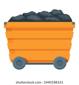 Full cart of coal icon cartoon vector. Coal mining sector. Factory energy: stockvector