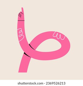 Funny long hand points to empty space. Colorful vector illustration
 库存矢量图