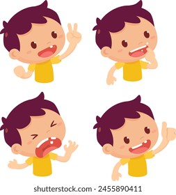 The kid loses the first tooth. Tooth fell out. Child's tooth development. Stockvektor