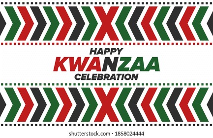 Kwanzaa Happy Celebration. African and African-American culture holiday. Seven days festival, celebrate annual from December 26 to January 1. Black history. Poster, card, banner and background. Vector: stockvector