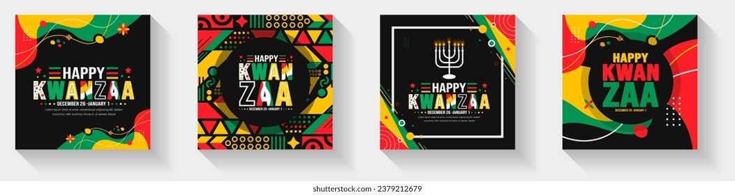 Kwanzaa ‍social media post banner design template set use to background, banner, placard, card, and poster design template with text inscription and standard color. vector.: stockvector