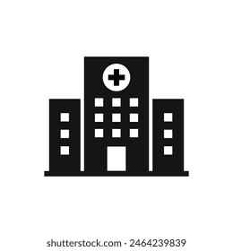 Hospital building vector icon. Icon of hospital building flat style. aid sign. Stockvektor