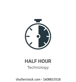 Half hour glyph icon vector on white background. Flat vector half hour icon symbol sign from modern technology collection for mobile concept and web apps design. Arkistovektorikuva