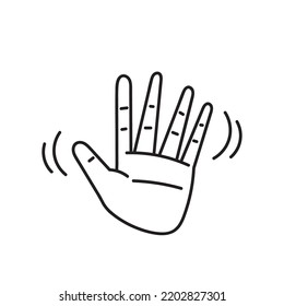 hand drawn doodle hand waving hello illustration vector Arkistovektorikuva