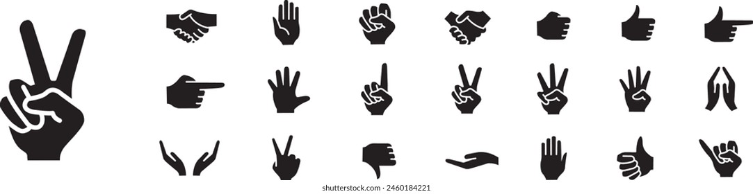 Hand gesture icon set. Editable stroke icons collection illustration vector. Stock vektor