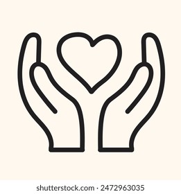 hand holding heart icon with illustration stye doodle and line art Stock vektor