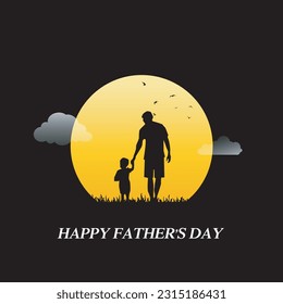 Happy Father’s Day Father and son illustration and Typography Vector Text design : stockvector