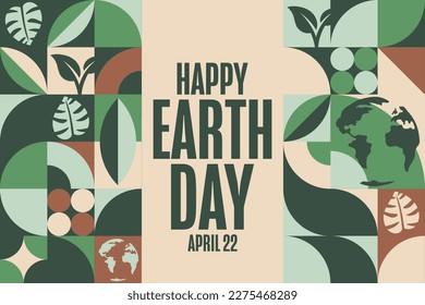 Happy Earth Day. April 22. Holiday concept. Template for background, banner, card, poster with text inscription. Vector EPS10 illustration Stock Vector