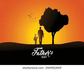 Happy Father's day concept vector background. Father giving son ride on back. Father and son with text happy father's day.: stockvector