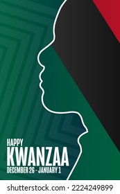 Happy Kwanzaa. December 26 - January 1. Holiday concept. Template for background, banner, card, poster with text inscription. Vector EPS10 illustration: stockvector