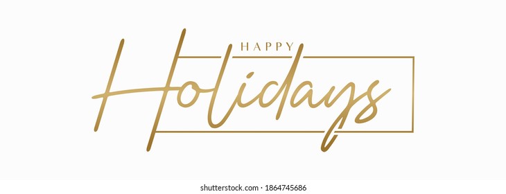 Happy Holidays Handwriting Lettering Calligraphy with Gold Color, isolated on white background. Greeting Card Vector Illustration Template. Stock-vektor