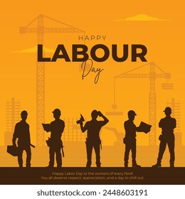 Happy Labor Day Post and Greeting Card. International Worker's Day Celebration. 1st May - Labour Day Vector Illustration Immagine vettoriale stock
