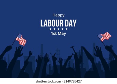 Happy Labour Day First May. United State America Celebration International Worker. Stock Vector