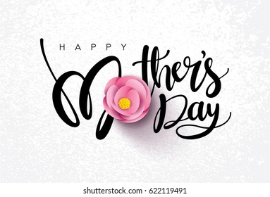 Happy Mother's Day Calligraphy with flower Background.Vector. Stock Vector