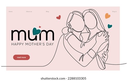 Happy Mother's Day handwritten lettering. Continuous line drawing text design. Vector illustration. Vector illustration Stock Vector