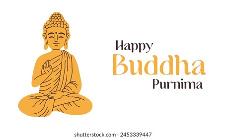 Happy Vesak Day, Buddha Purnima wishes greetings vector illustration. Posters, banners, greetings, and print design. Stock Vector