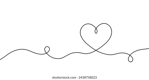 Стоковое векторное изображение: Heart hand drawn. Heart continuous line drawing. Single contour heart for love design. Single lineart sketch heart. Symbol love. Simplicity sign isolated on white background. Vector illustration
