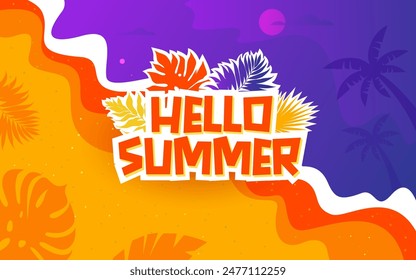 Hello Summer Vector Background Template Design Arkistovektorikuva