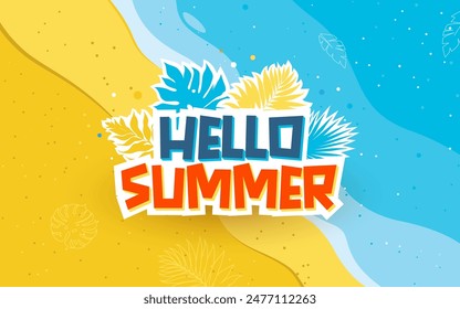 Hello Summer Vector Background Template Design 库存矢量图
