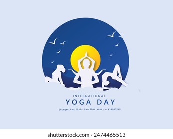 International Yoga Day. Yoga body posture. Vector illustration design. Postures of Yoga.  Group of Woman practicing yoga.: stockvector