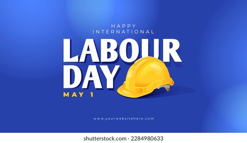 International labour Day May 1 Banner With Safety Helmet Illustration Concept Stock Vector