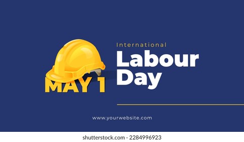 International labour Day May 1 Banner With Safety Helmet Illustration Concept Stock Vector