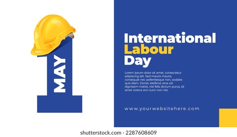 International labour Day May 1 Banner With Safety Helmet on Number One Illustration Concept Stock Vector