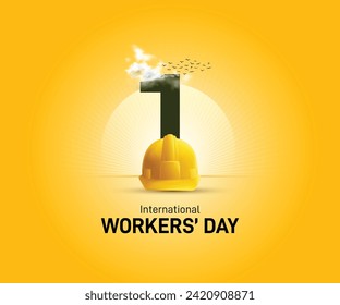 International Labour day. Labor day creative. may day creative concept. world labour day concept vector illustration. safety helmet vector. 1st may creative.  Stock Vector