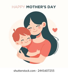 母の日のイラスト。 母と子。赤ん坊を腕に抱いている母親。母は息子を抱きしめています。ベクターイラストのベクター画像素材