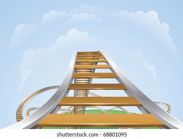 Illustration de montagnes russes de la vue la plus haute. Des hauts et des bas conceptuels ou la peur et l'appréhension. : image vectorielle de stock