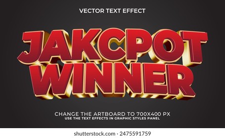 jackpot winner 3d text effect, font editable, typography Adlı Stok Vektör