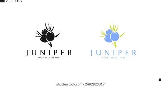 葉とジュニパーのロゴ。分離型分岐のベクター画像素材